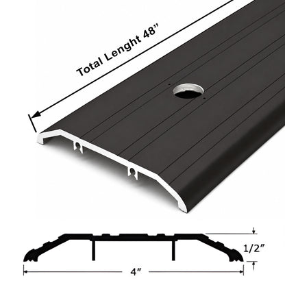 36", 48", 60", 72" Length x 4" W x 1/2" H Black Anodized Aluminum Door Threshold