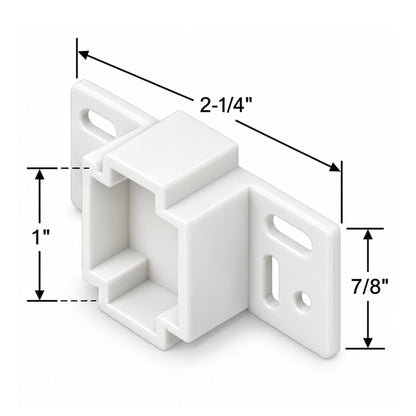 Nylon Drawer Track Back Plate – Self-Aligning Rear Drawer Guide, 1" Mounting Cavity, White, 4 Pack