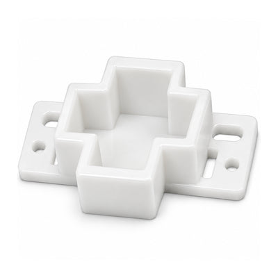 Nylon Drawer Track Back Plate – Self-Aligning Rear Drawer Guide, 1" Mounting Cavity, White, 4 Pack