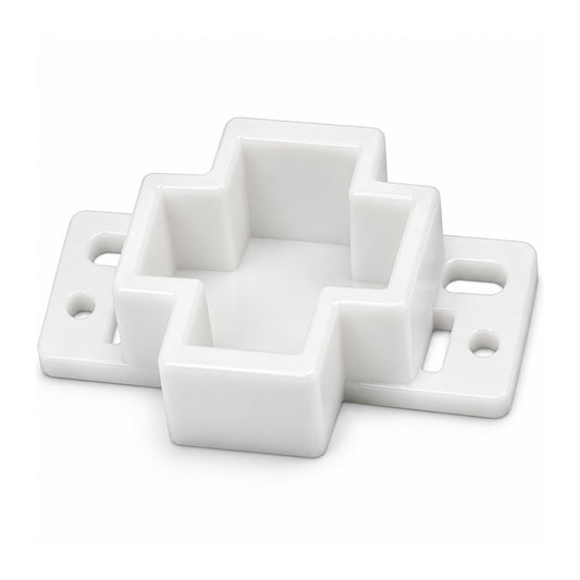 Nylon Drawer Track Back Plate – Self-Aligning Rear Drawer Guide, 1" Mounting Cavity, White, 4 Pack