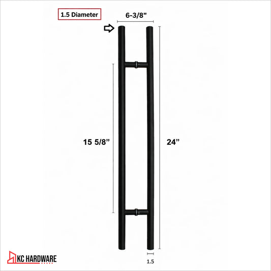 Matte Black Stainless Steel H-Shaped Push Pull Door Handles, 24 in