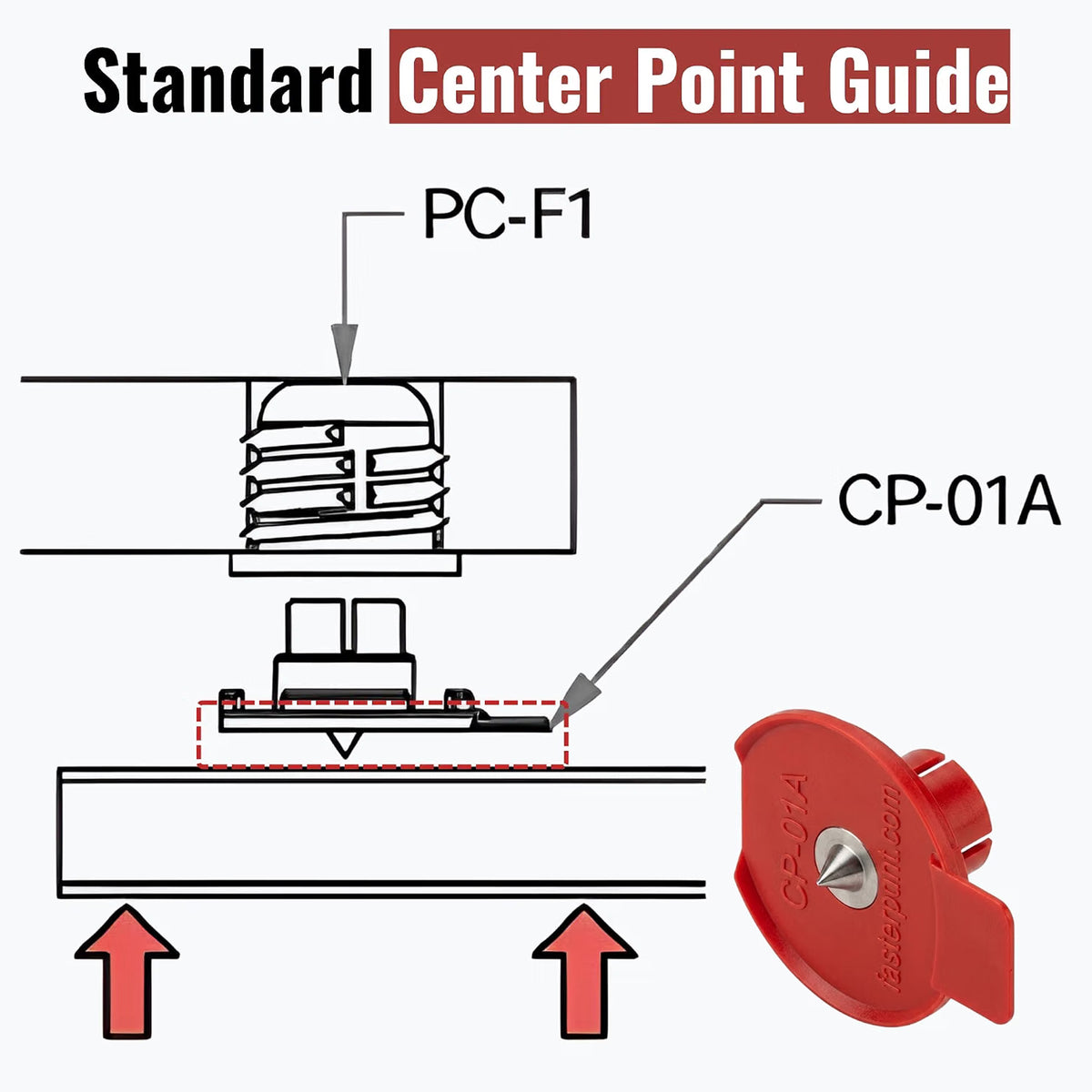 Center Point Alignment Tool with Stainless Steel Marking Tip – Standard CP-01 Guide, Red, 2 Pack