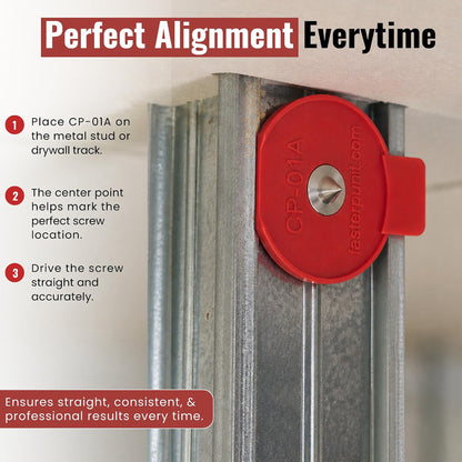 Center Point Alignment Tool with Stainless Steel Marking Tip – Standard CP-01 Guide, Red, 2 Pack