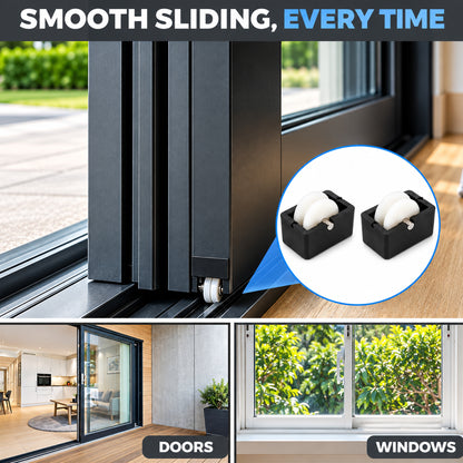 Nylon Sliding Roller Assembly – 17/32" Wheel for Sliding Doors & Windows, Pack of 2
