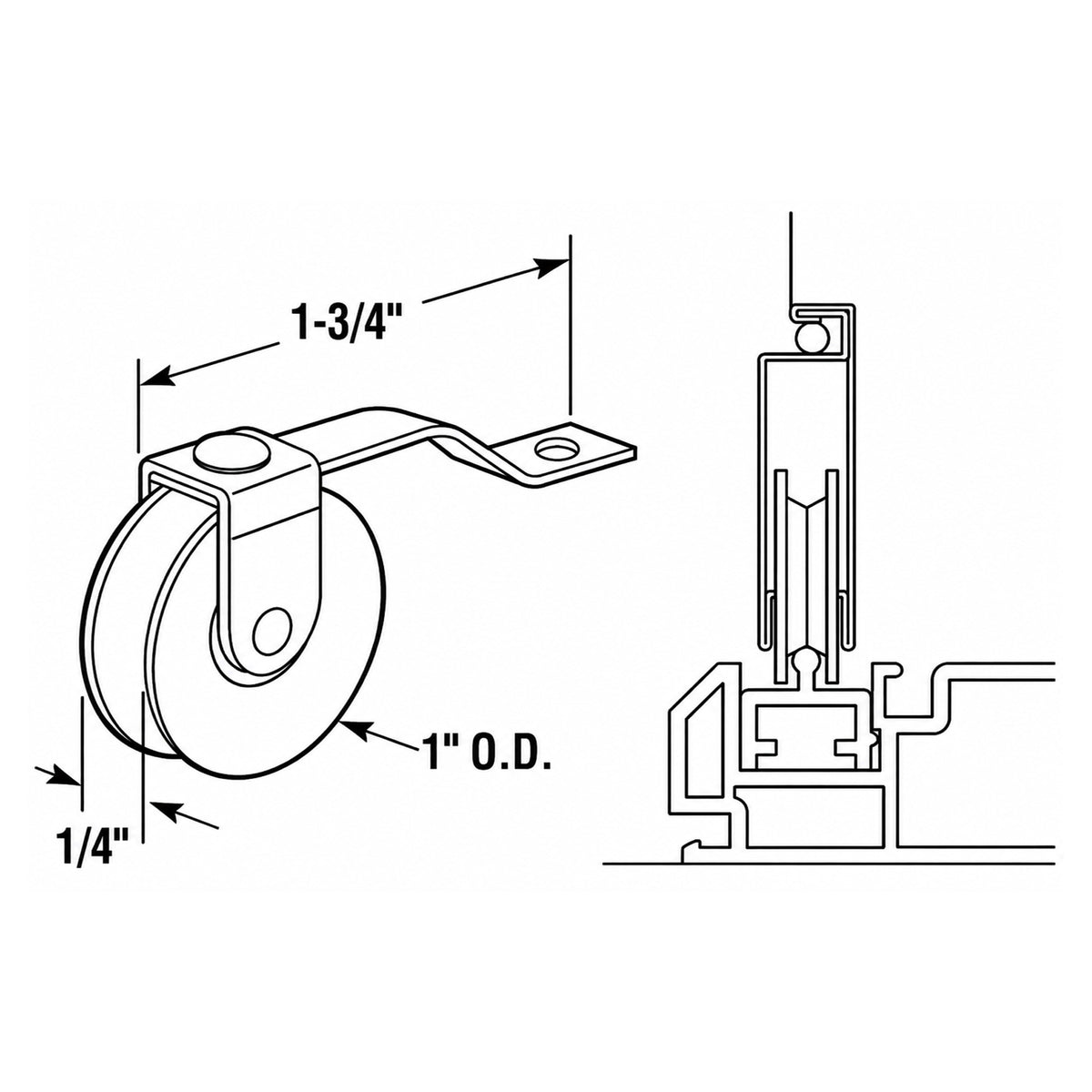 Screen Door Tension Spring Roller – 1" Concave Wheel, 1-3/4" Spring – Pack of 2