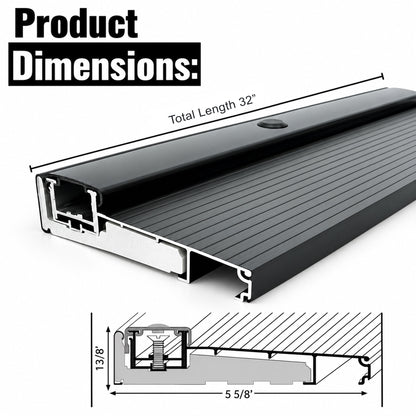 32", 36", 60" & 72" Black Adjustable Aluminum Door Threshold with Hidden Screws