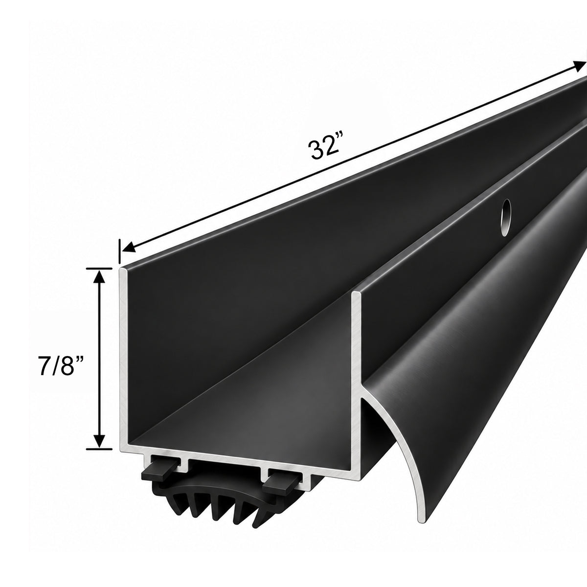 U Shaped Aluminum Door Bottom Sweep – 1-3/8" U-Wrap Weather Seal, Black or White, 32" & 36"