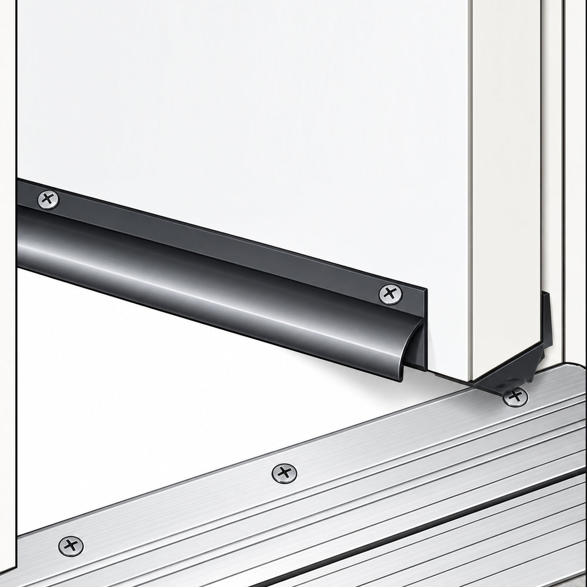 U Shaped Aluminum Door Bottom Sweep – 1-3/8" U-Wrap Weather Seal, Black or White, 32" & 36"