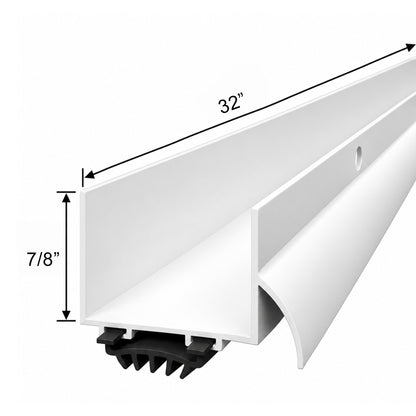 U Shaped Aluminum Door Bottom Sweep – 1-3/8" U-Wrap Weather Seal, Black or White, 32" & 36"