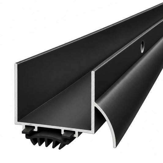 U Shaped Aluminum Door Bottom Sweep – 1-3/8" U-Wrap Weather Seal, Black or White, 32" & 36"