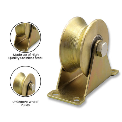 U-Groove Sliding Gate Wheels – 2" Stainless Steel Heavy-Duty Rollers, 660 LB – 4 Pack