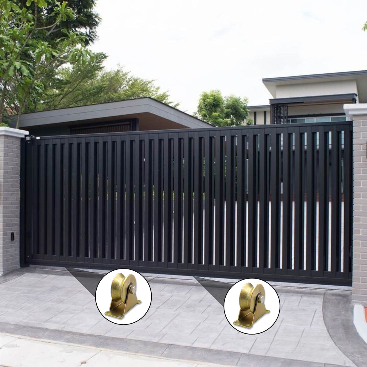 U-Groove Sliding Gate Wheels – 2" Stainless Steel Heavy-Duty Rollers, 660 LB – 8 Pack