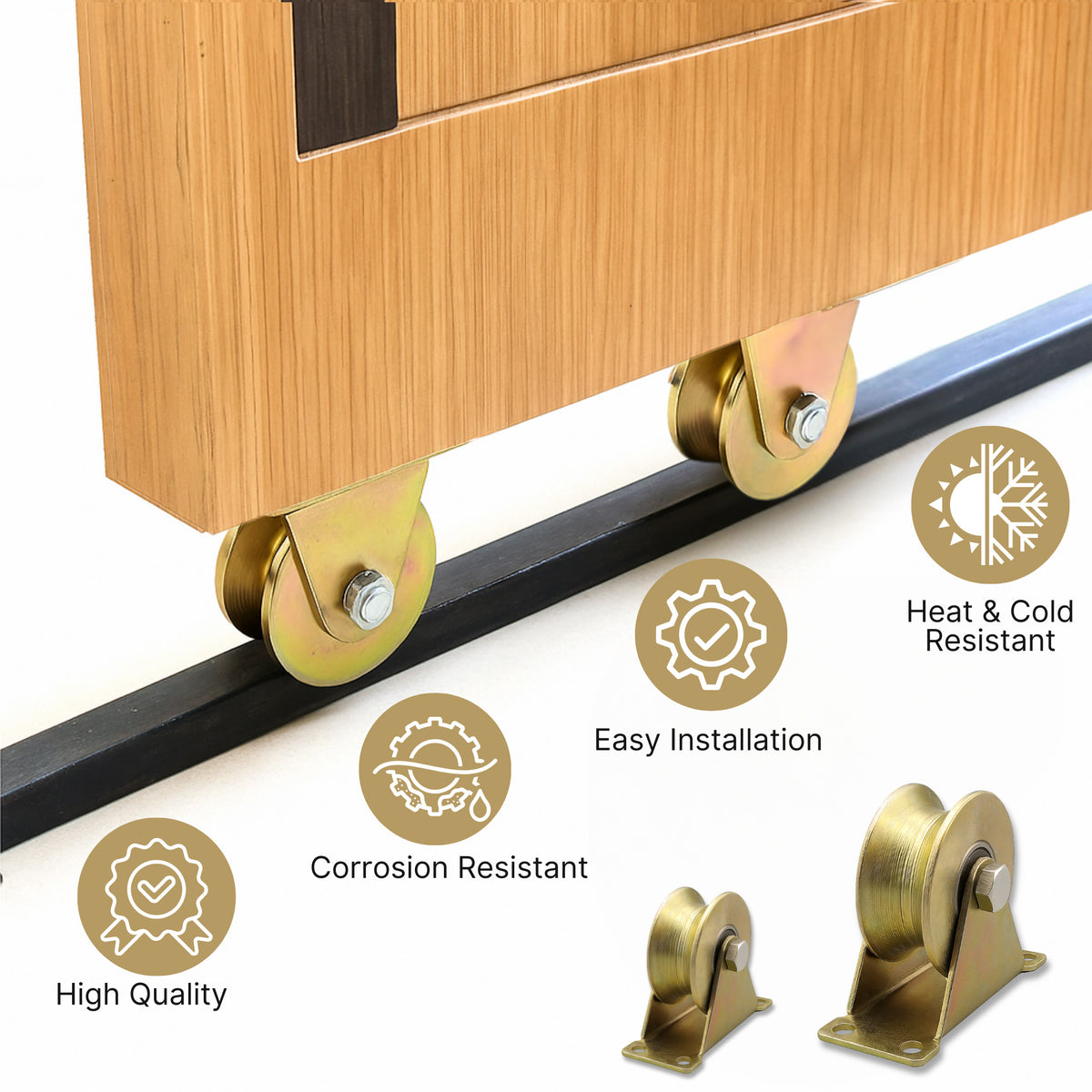 U-Groove Sliding Gate Wheels – 2" Stainless Steel Heavy-Duty Rollers, 660 LB – 8 Pack