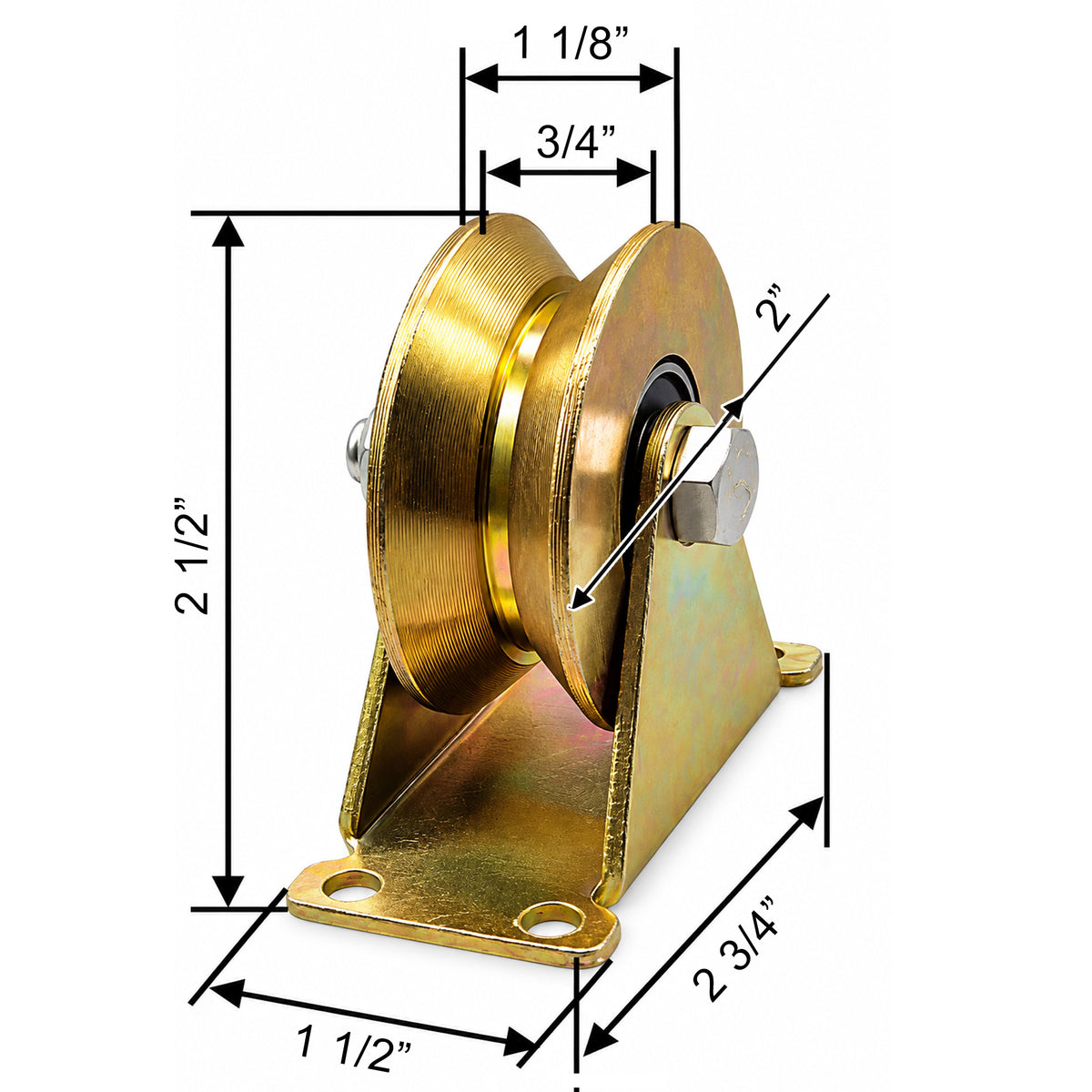 V-Groove Sliding Gate Wheels – 2" Stainless Steel Wheel with Rigid Bracket, 660 LB Capacity – 4 Pack