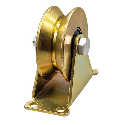 V-Groove Sliding Gate Wheels – 2" Stainless Steel Wheel with Rigid Bracket, 660 LB Capacity – 4 Pack