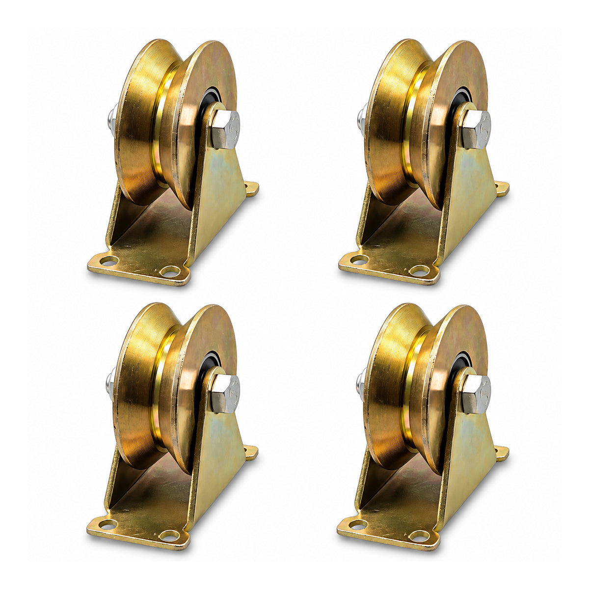 V-Groove Sliding Gate Wheels – 2" Stainless Steel Wheel with Rigid Bracket, 660 LB Capacity – 4 Pack