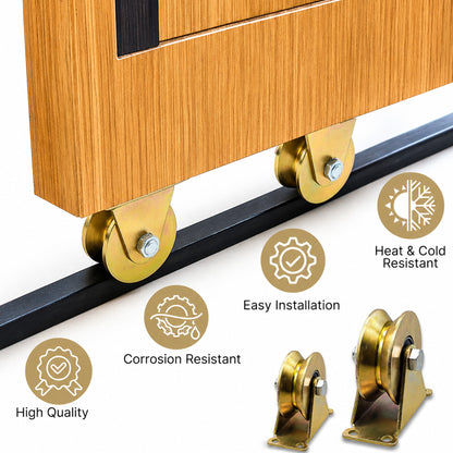 V-Groove Sliding Gate Wheels – 2" Stainless Steel Wheel with Rigid Bracket, 660 LB Capacity – 4 Pack